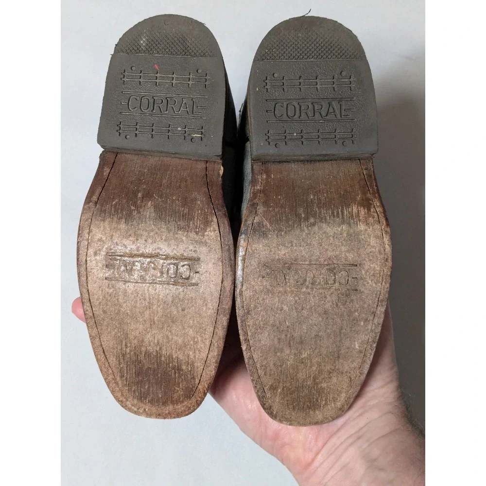 Corral Western Leather Cowboy Boots Gray - Boys Size 9‎ 1/2